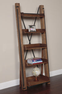 Industrial Open Shelf Ladder Bookcase