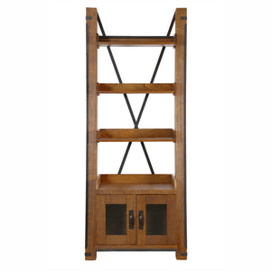 OS Home and Office Furniture Two Door Ladder Bookcase