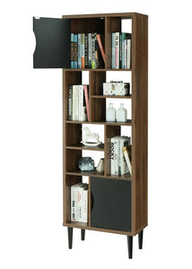 OS Home and Office Mid Century Modern Accent Bookcase with 10 Storage Areas on Wood Legs