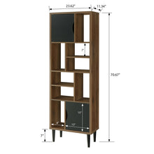 Load image into Gallery viewer, OS Home and Office Mid Century Modern Accent Bookcase with 10 Storage Areas on Wood Legs