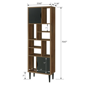 OS Home and Office Mid Century Modern Accent Bookcase with 10 Storage Areas on Wood Legs