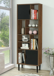 OS Home and Office Mid Century Modern Accent Bookcase with 10 Storage Areas on Wood Legs