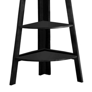 Benzara High And Spacey Stylish Black Wooden Ladder Shelf