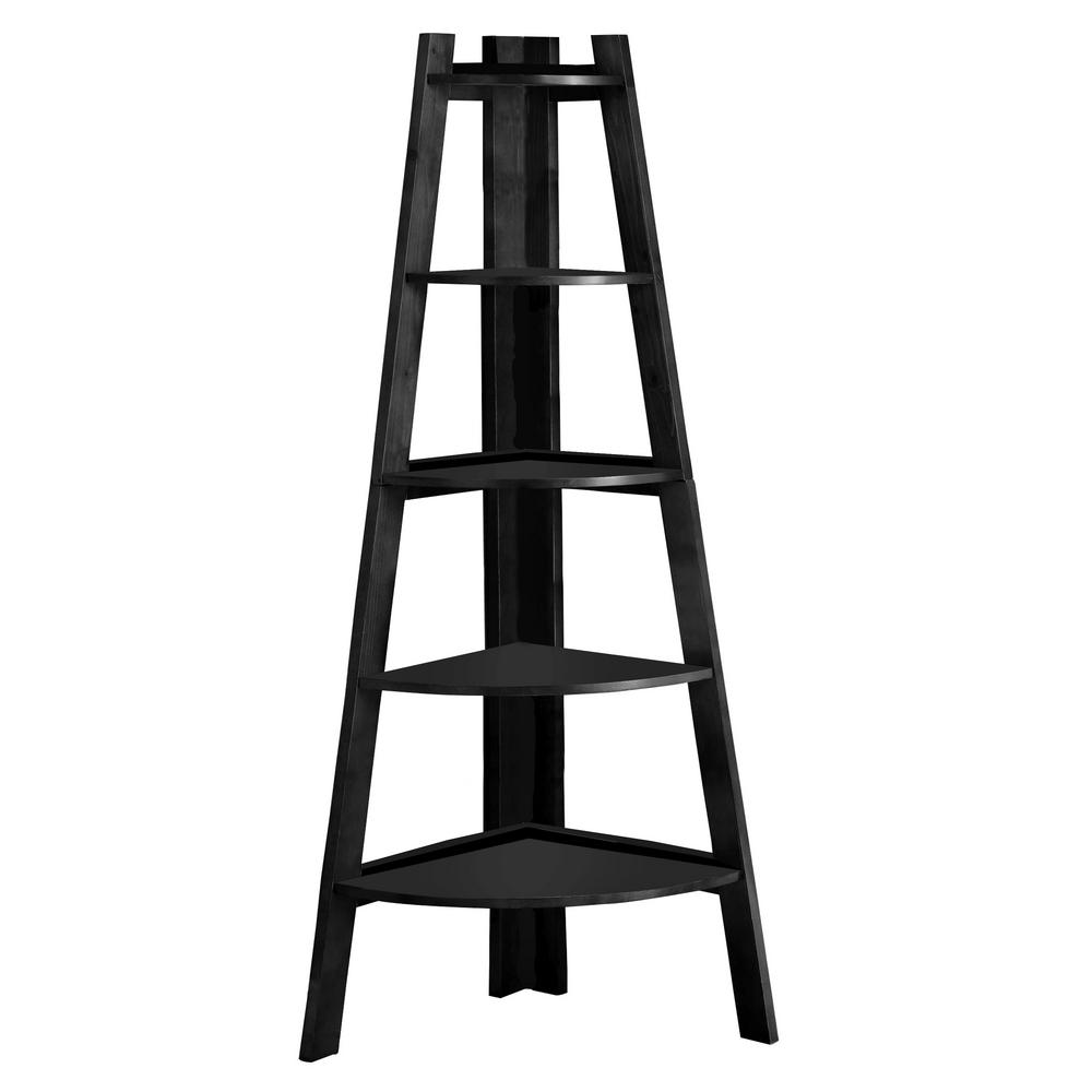 Benzara High And Spacey Stylish Black Wooden Ladder Shelf