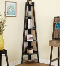 Load image into Gallery viewer, Benzara High And Spacey Stylish Black Wooden Ladder Shelf