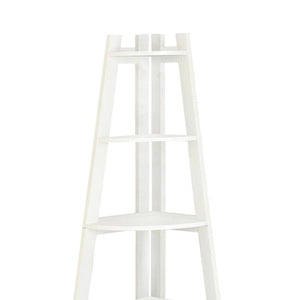 Benzara White Ladder Bookshelf