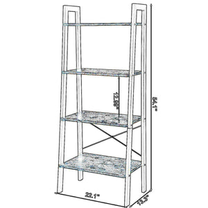 Benzara 4 Tiered Rustic Wooden Ladder Shelf With Iron Framework