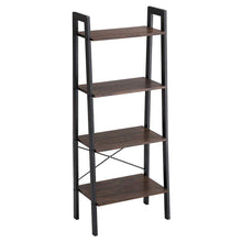 Load image into Gallery viewer, Iron Framed Ladder Storage Shelf With Four Wooden Bookshelves, by Benzara