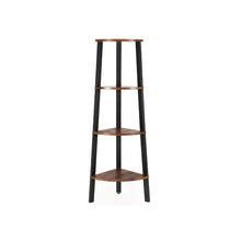 Load image into Gallery viewer, Brown And Black Four Tier Ladder Style Wooden Corner Bookshelf, by Benzara