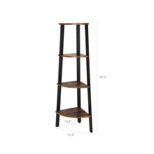 Load image into Gallery viewer, Brown And Black Four Tier Ladder Style Wooden Corner Bookshelf, by Benzara