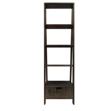 Load image into Gallery viewer, Benzara 4 Shelf Wooden Ladder Bookcase With Bottom Drawer, Distressed Brown