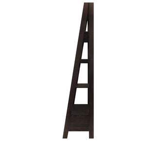 Benzara 4 Shelf Wooden Ladder Bookcase With Bottom Drawer, Distressed Brown