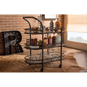 Baxton Studio Karlin Serving Wine Cart