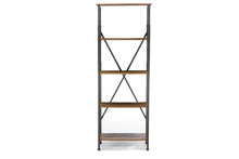 Load image into Gallery viewer, Baxton Studio Lancashire Brown Wood &amp; Metal Bookcase