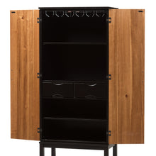 Load image into Gallery viewer, Baxton Studio Marya Mid-Century Modern Dark Brown And Walnut Two-Tone Wine Cabinet