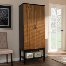 Load image into Gallery viewer, Baxton Studio Marya Mid-Century Modern Dark Brown And Walnut Two-Tone Wine Cabinet