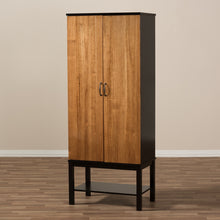 Load image into Gallery viewer, Baxton Studio Marya Mid-Century Modern Dark Brown And Walnut Two-Tone Wine Cabinet