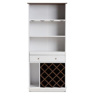 Baxton Studio Serafino Mid-Century Modern Dark Grey and Oak Finished Wood Wine Cabinet