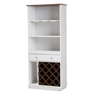 Baxton Studio Serafino Mid-Century Modern Dark Grey and Oak Finished Wood Wine Cabinet